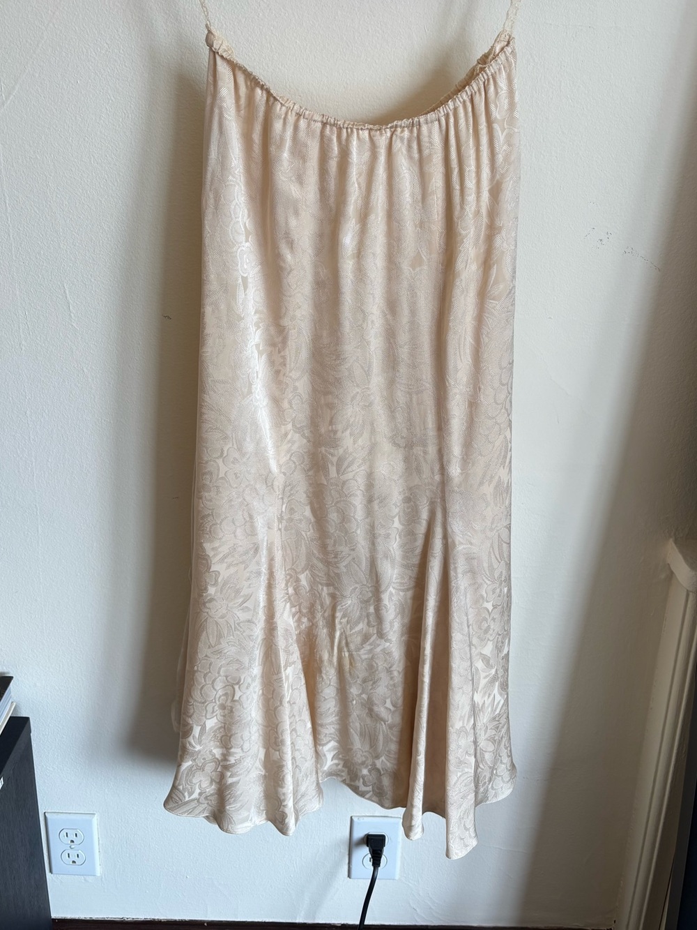 Ivory silk maxi skirt